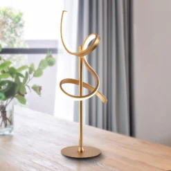 Lampada LED Da Tavolo Curls, Ottone Satinato
