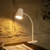 Lampada LED Da Tavolo Lindby Ailina, Base A Morsetto, Bianco