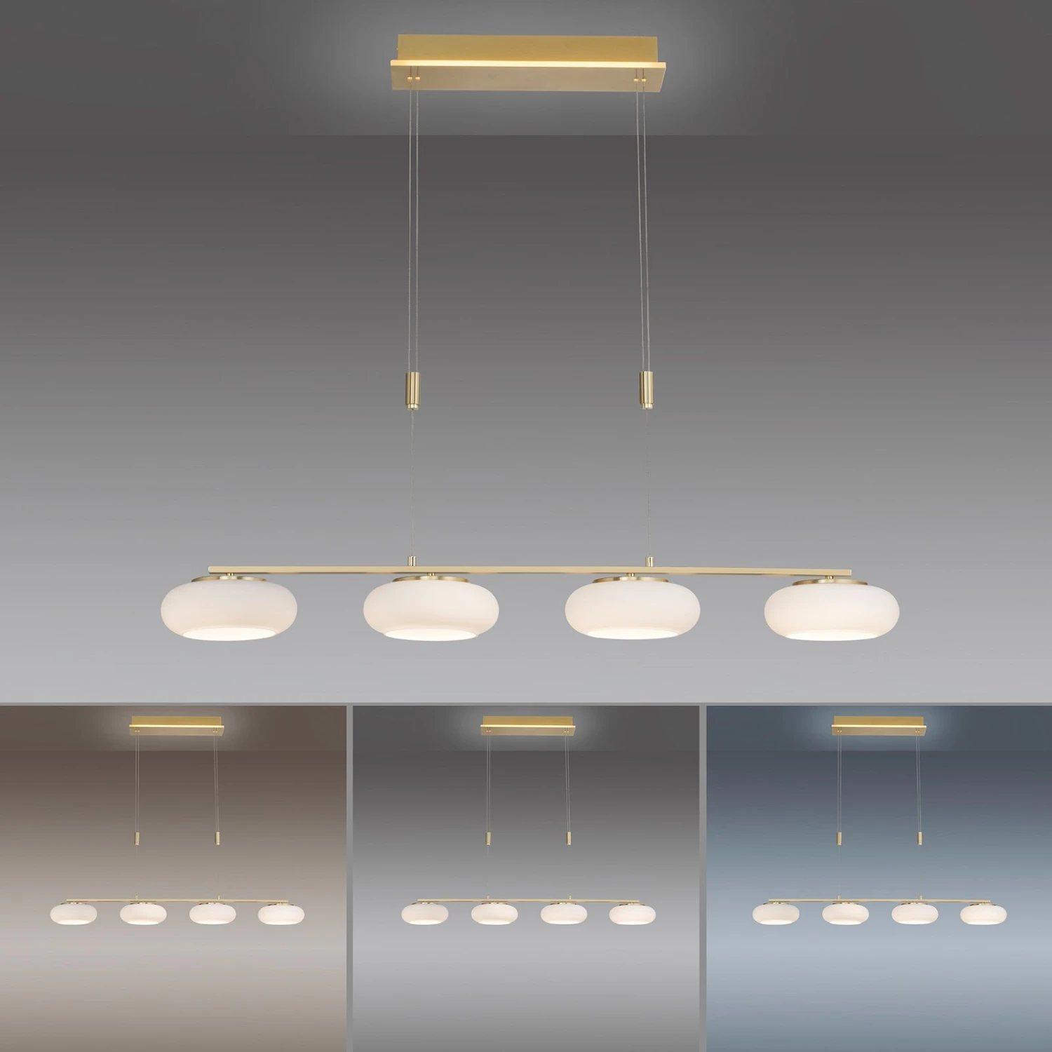 Paul Neuhaus Q-ETIENNE LED Sospesa 4 Luci, Ottone 6 Paul Neuhaus Q-ETIENNE LED Sospesa 4 Luci, Ottone - immagine 6