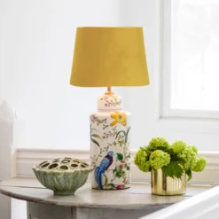 PR Home Li Na Da Tavolo Paralume Velluto Oro Ø30cm