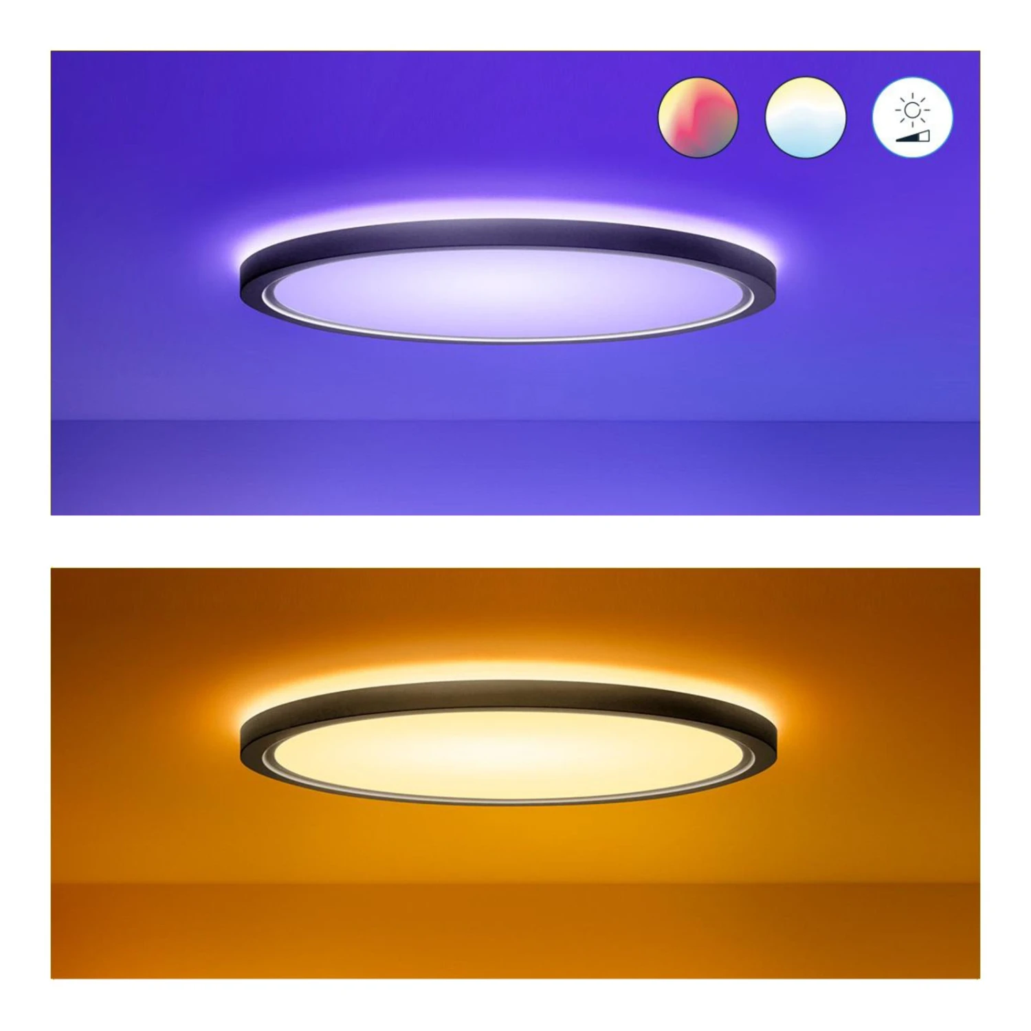 WiZ SuperSlim Plafoniera LED RGBW Ø54cm Nera 5 WiZ SuperSlim Plafoniera LED RGBW Ø54cm Nera - immagine 5