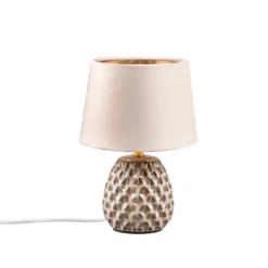 Lampada Da Tavolo Ariane Ceramica E Velluto, Beige