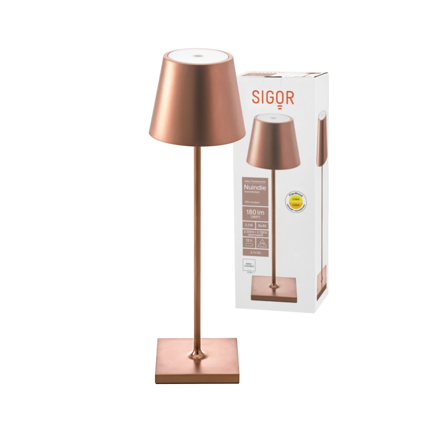 LED Accu Da Tavolo Nuindie, Tonda, 38 Cm, Bronzo 4 LED Accu Da Tavolo Nuindie, Tonda, 38 Cm, Bronzo - immagine 4