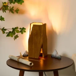 Lampada Da Tavolo Venus, Marrone, Altezza 25 Cm, Legno