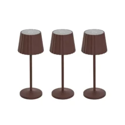 Lindby Lampada Da Tavolo LED Ricaricabile Esali, Marrone Ruggine, Set Di 3
