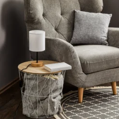 Lampada Da Tavolo Corralee, Legno E Stoffa Bianco -Philips Hue Shop 1573120 2