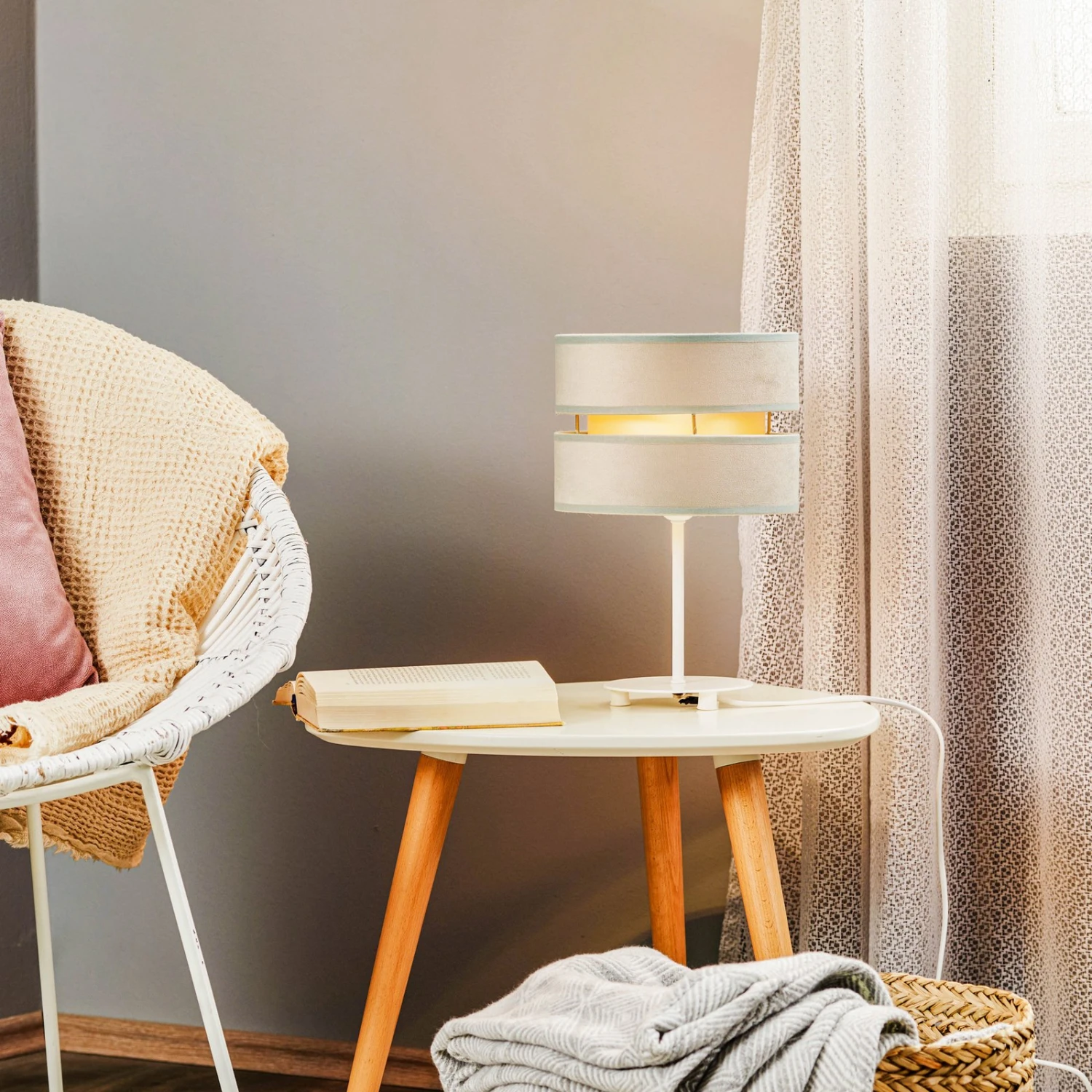 Lampada Tavolo Golden Duo H 30 Cm Verde Menta/oro 2 Lampada Tavolo Golden Duo H 30 Cm Verde Menta/oro - immagine 2