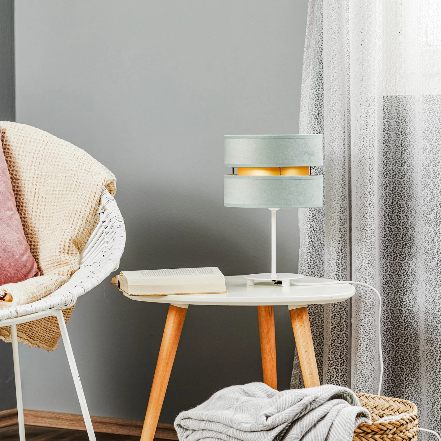 Lampada Tavolo Golden Duo H 30 Cm Verde Menta/oro 3 Lampada Tavolo Golden Duo H 30 Cm Verde Menta/oro - immagine 3