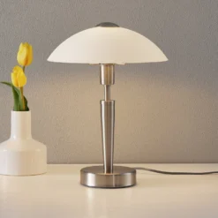 EGLO Lampada Da Comodino Solo 1, Nichel, Bianco