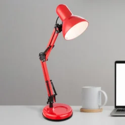 Globo Lampada Da Tavolo Famous Con 3 Snodi, Rosso