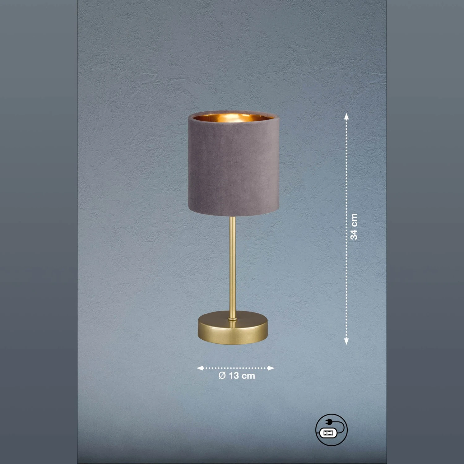 Lampada Da Tavolo Aura, Oro, Paralume Grigio/oro 3 Lampada Da Tavolo Aura, Oro, Paralume Grigio/oro - immagine 3