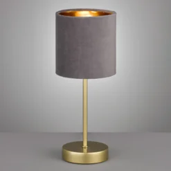 Lampada Da Tavolo Aura, Oro, Paralume Grigio/oro