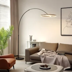 Lucande Virvera Piantana LED Arco, Rotondo, Nero