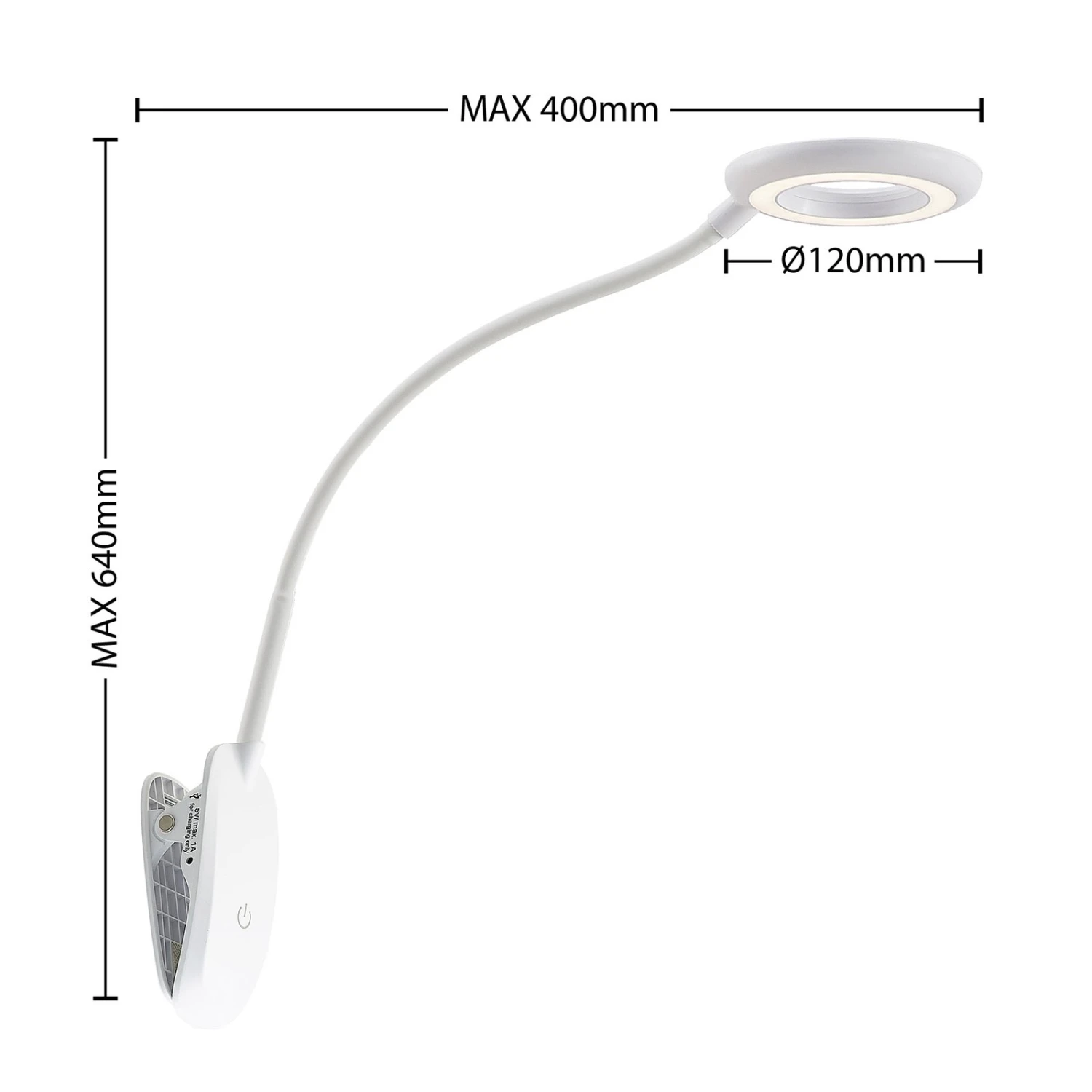 Prios Lampada Con Morsetto Harumi, Bianca, Batteria Ricaricabile, USB, 5 Prios Lampada Con Morsetto Harumi, Bianca, Batteria Ricaricabile, USB, - immagine 5