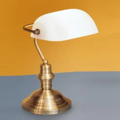 Orion Lampada Da Tavolo Onella In Stile “bancario” Opale