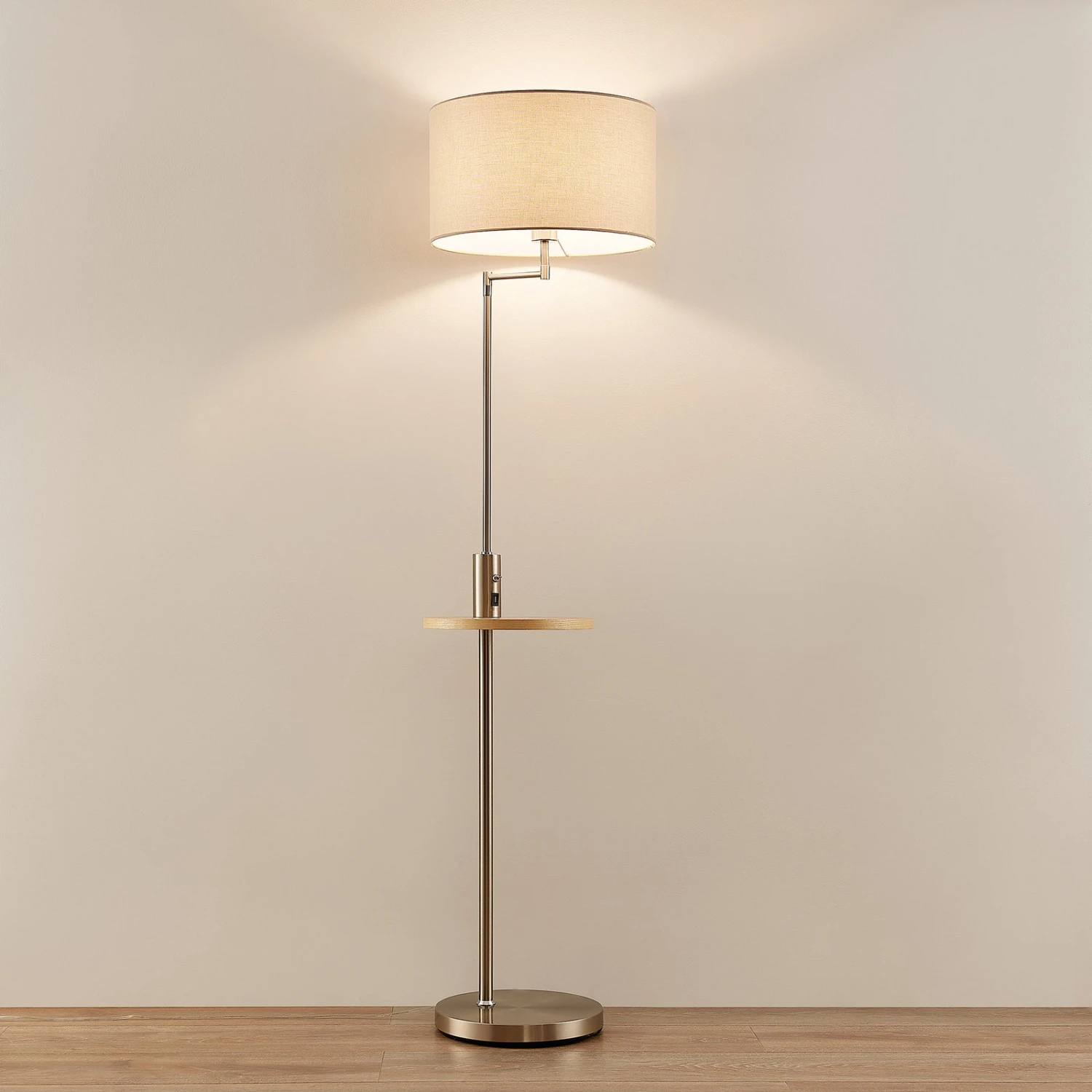 Lampada Da Terra Lindby Zinia, Colore Nichel, Ripiano, Connessione USB 3 Lampada Da Terra Lindby Zinia, Colore Nichel, Ripiano, Connessione USB - immagine 3