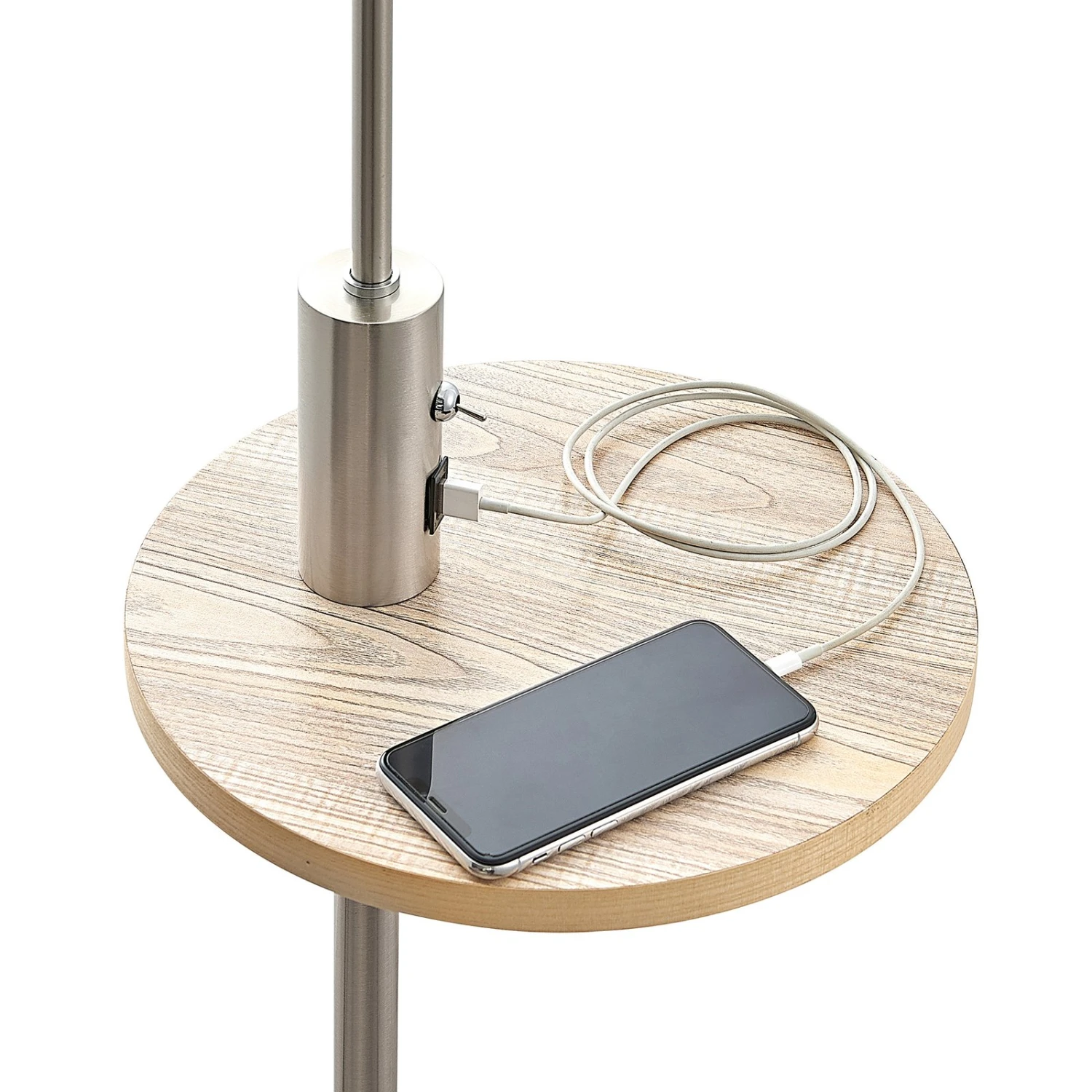 Lampada Da Terra Lindby Zinia, Colore Nichel, Ripiano, Connessione USB 5 Lampada Da Terra Lindby Zinia, Colore Nichel, Ripiano, Connessione USB - immagine 5