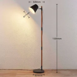 Lampada Da Terra Birte Nera Con Elemento In Legno -Philips Hue Shop 9624314 3