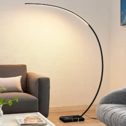 Lindby Kendra Lampada LED Ad Arco, Nero