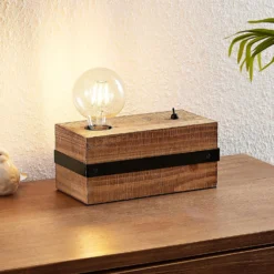 Lindby Sverina Lampada Da Tavolo Di Legno, 1 Luce