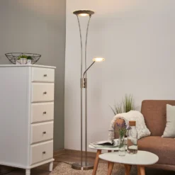 Piantana LED Eda Con Dimmer, Nichel